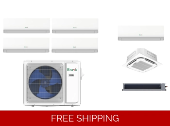 Bravo 4-Zone 23 SEER2 Mini Split Heat Pump (-13°F) WIFI, E-Star: 12.5 EER/10 HSPF (R32)